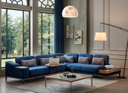 Corner sofa L-shape sofa couch design living room upholstery textile modern corner set